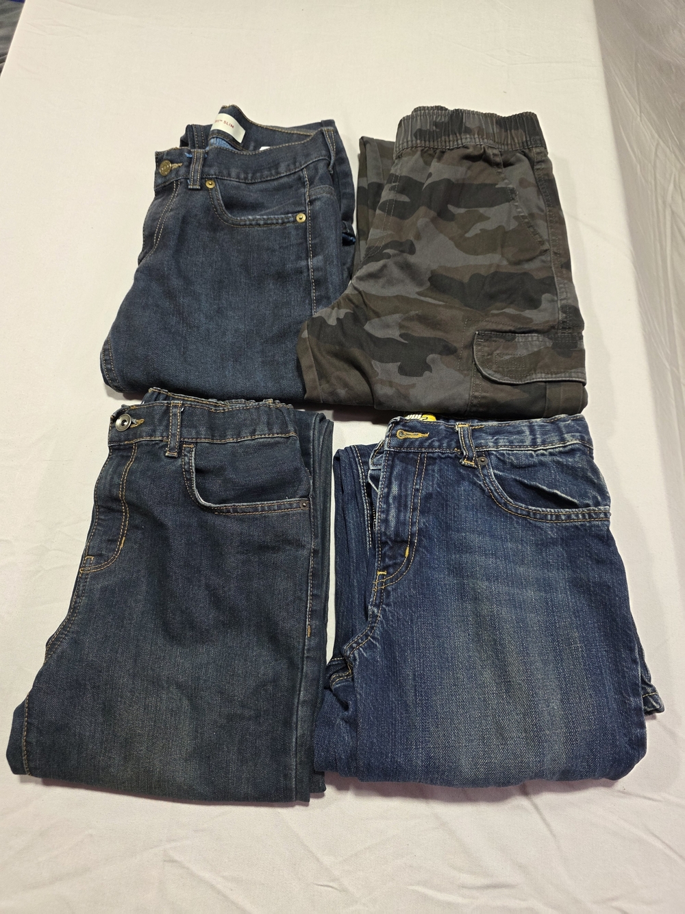 Old Navy LEVIS, PLACE BOY'S 14 Blue Denim & Olive Camo Pants Pack Bundle